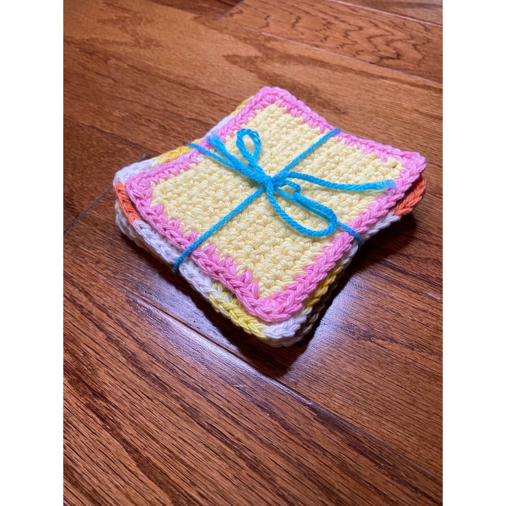 Set of 4 Handmade Crochet Face‎ Cloths